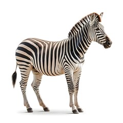 Plains Zebra Standing on White Background