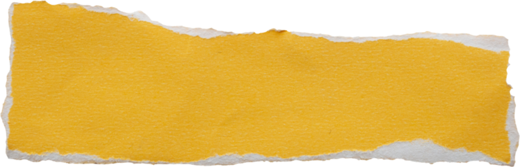 Yellow ripped paper torn edges strips isolated on white background