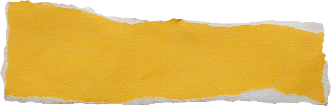 Yellow ripped paper torn edges strips isolated on white background