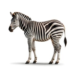 Obraz premium Plains Zebra Standing Profile, Isolated on White