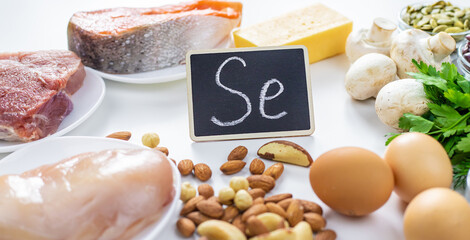 Foods contain selenium food. Selective focus.