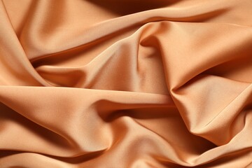 Fototapeta premium Beautiful crumpled silk fabric as background, top view
