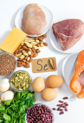 Foods contain selenium food. Selective focus.