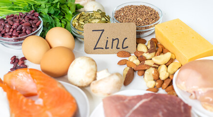 Foods contain zinc food. Selective focus.
