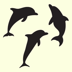 Dolphin Silhouette Vector Set Minimal Collection.