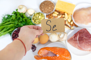 Foods contain selenium food. Selective focus.