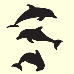 Dolphin Silhouette Vector Set Minimal Collection.