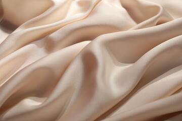 Obraz premium Beige crumpled silk fabric as background, closeup
