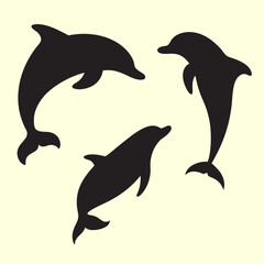 Dolphin Silhouette Vector Set Minimal Collection.