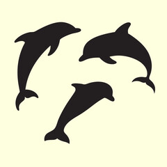 Dolphin Silhouette Vector Set Minimal Collection.