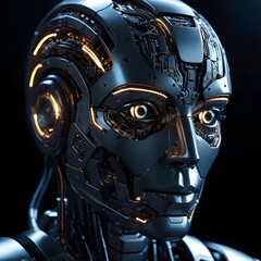 Fototapeta premium Futuristic Female Cyborg Head