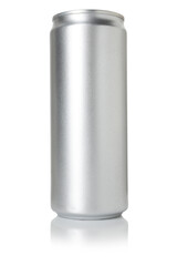 One blank tin can isolated on white