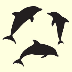 Fototapeta premium Dolphin Silhouette Vector Set Minimal Collection.