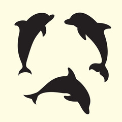 Dolphin Silhouette Vector Set Minimal Collection.