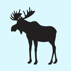 moose silhouette vector wild animal black art.