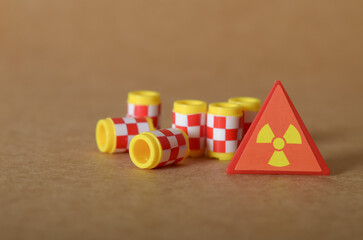 Radioactive Hazard Zone Signage with Radiation Symbol and Safety Markers in Background