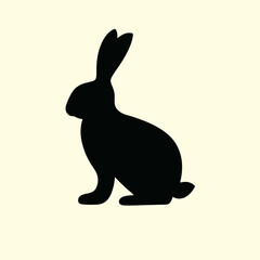 rabbit silhouette vector black no outline style.