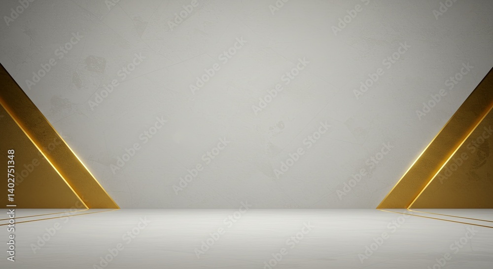 Poster a white background with gold triangles on it