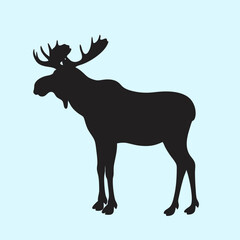 moose silhouette vector wild animal black art.