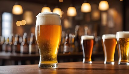 Pint of Beer on Bar Counter in Pub