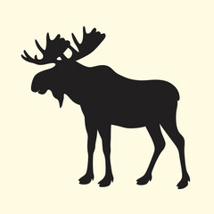 moose silhouette vector wild animal black art.