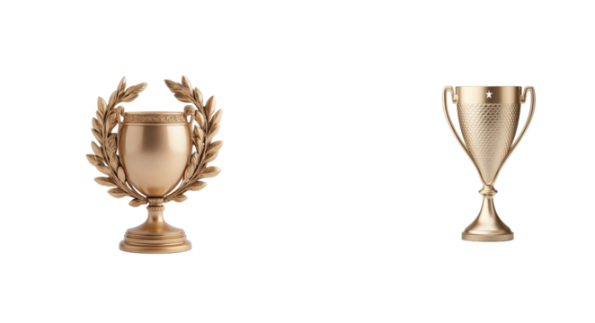 Golden trophy  featuring distinct designs with elegant details 