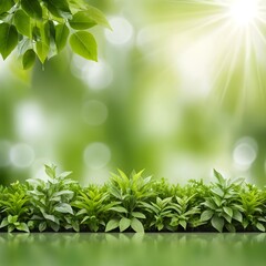 Naklejka premium Lush Green Foliage Against Bright Sunny Background
