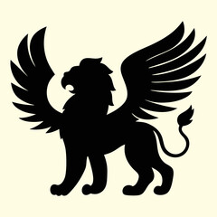 winged lion icon, mythical beast vector design.