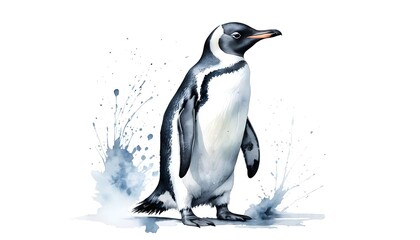 Fototapeta premium Watercolor Penguin Splash
