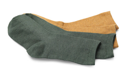 Pairs of stylish socks isolated on white