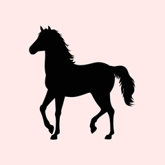 Minimal horse vector silhouette solid black icon.