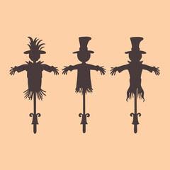 Harvest scarecrow illustration vector silhouette.