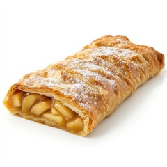 A freshly baked apple pie with a golden flaky crust, sweet apple filling, and a slight shine from the glaze