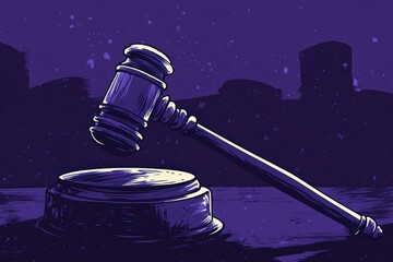 gavel striking a sound block, representing law and order 