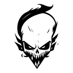Stylized Skull Illustration in Black and White