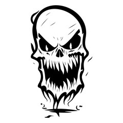 Black and White Skull Graphic Vector Illustration