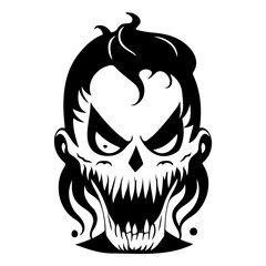 Vectorized Skull Artwork with Intense Expression