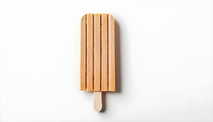 Single Pale Orange Popsicle on White Background