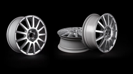 Car alloy wheel isolated on black background