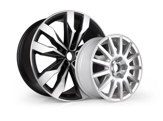 Car alloy wheel isolated on white background