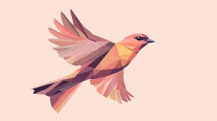 Fototapeta premium Geometrically-designed, flying bird in pastel colors.