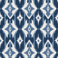 Seamless Ikat Pattern in Indigo and White