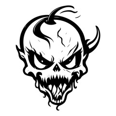 Fototapeta premium Cartoon Halloween Demon Skull Vector Illustration