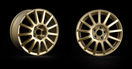 Car alloy wheel isolated on black background