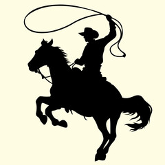 Cowboy riding a horse in the wild west vector design.