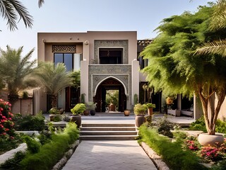 Traditional Arabic Style House with Lush Greenery