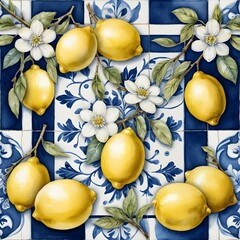 Lemons and Blossoms on Portuguese Tiles