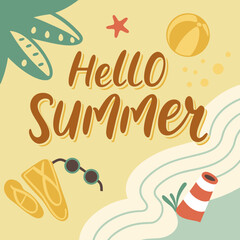 hello summer vector illustration on white background