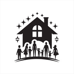 family home vector silhouette clip art design