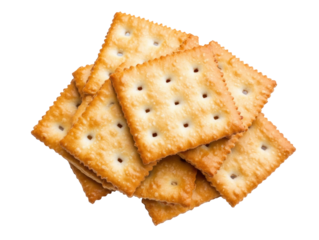 Crunchy crackers stacked for snacking and appetizers or parties, cut out